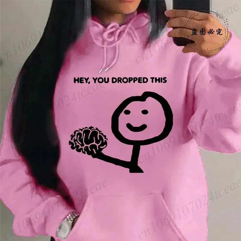 "Please Use This Your Brain" Sarcasm Printed Hoodie – Casual Loose Fit Fleece Sweatshirt