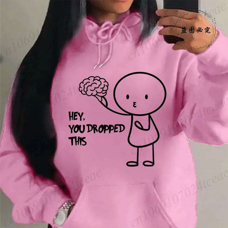 "Please Use This Your Brain" Sarcasm Printed Hoodie – Casual Loose Fit Fleece Sweatshirt