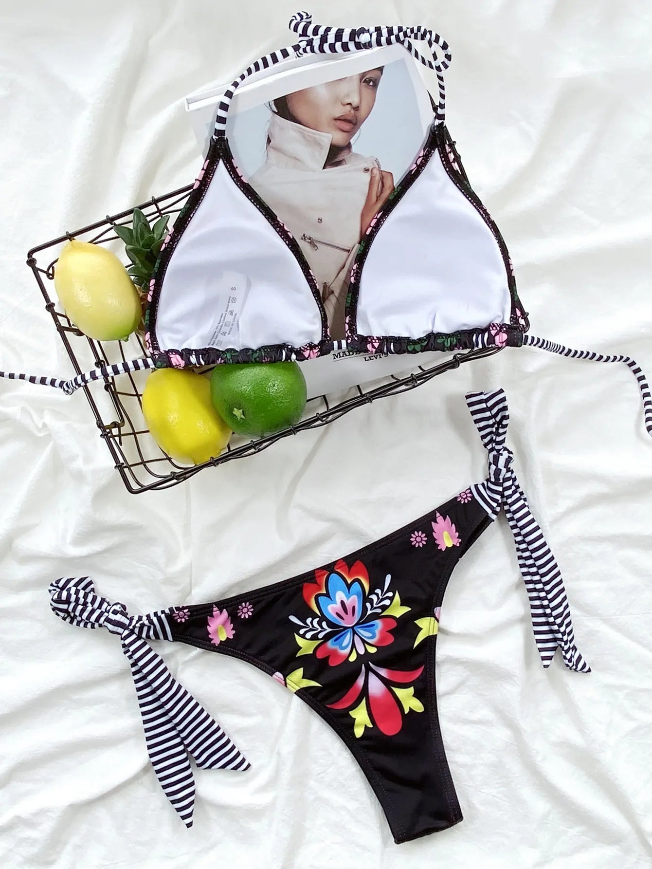 Floral Print Triangle Bikini Set 2025 – Sexy Lace-Up Two-Piece Brazilian Swimwear for Women