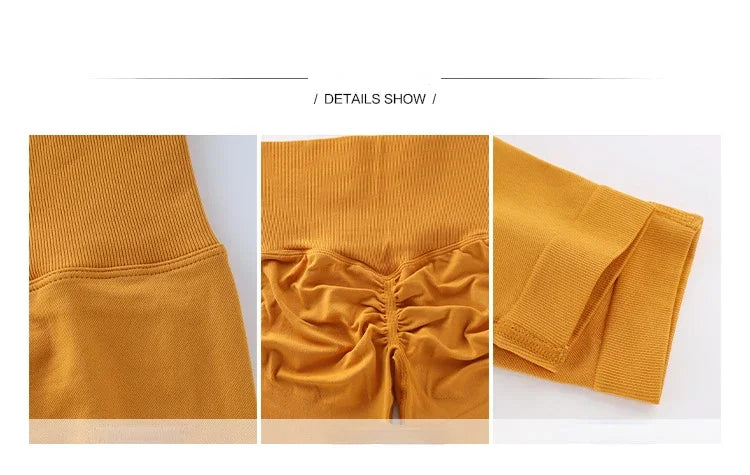 High Waist Solid Leggings- Push Up Butt Knit Fashion Gym Workout Pants