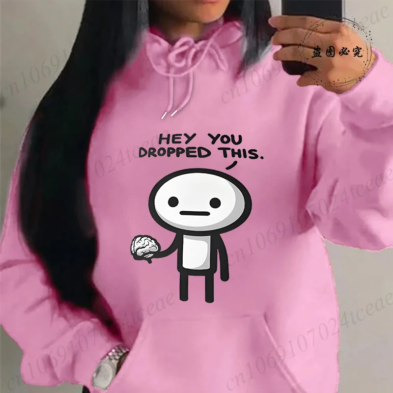 "Please Use This Your Brain" Sarcasm Printed Hoodie – Casual Loose Fit Fleece Sweatshirt