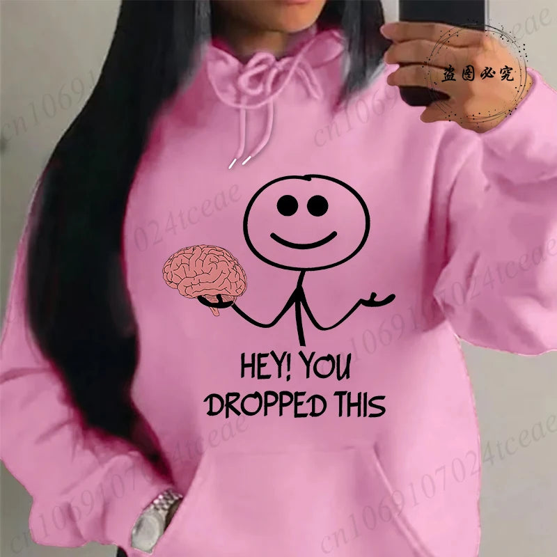 "Please Use This Your Brain" Sarcasm Printed Hoodie – Casual Loose Fit Fleece Sweatshirt
