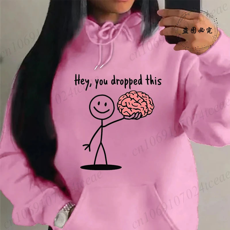 "Please Use This Your Brain" Sarcasm Printed Hoodie – Casual Loose Fit Fleece Sweatshirt