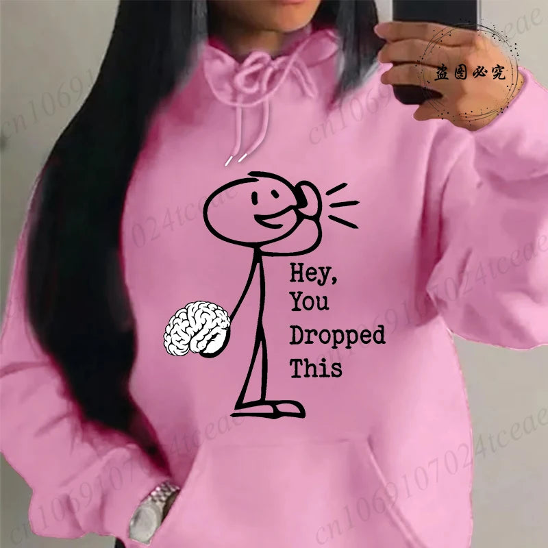 "Please Use This Your Brain" Sarcasm Printed Hoodie – Casual Loose Fit Fleece Sweatshirt