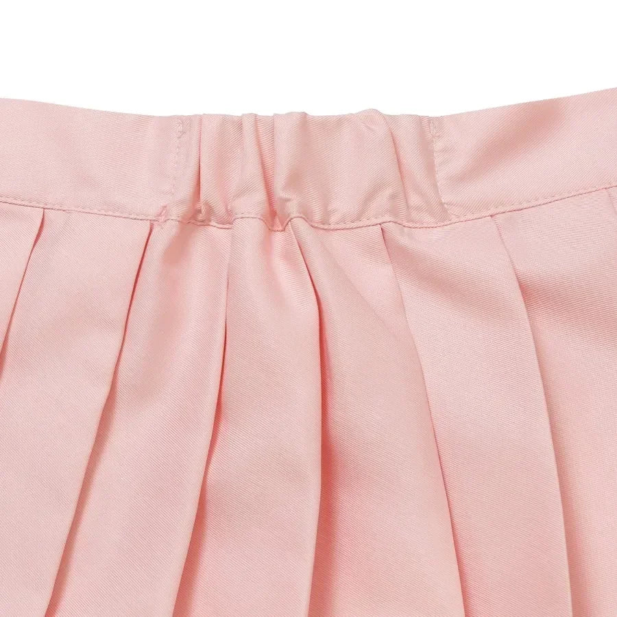Japanese Seifuku pink sailor cosplay uniform with pleated skirt, blouse, and socks set for anime costume or kawaii fashion