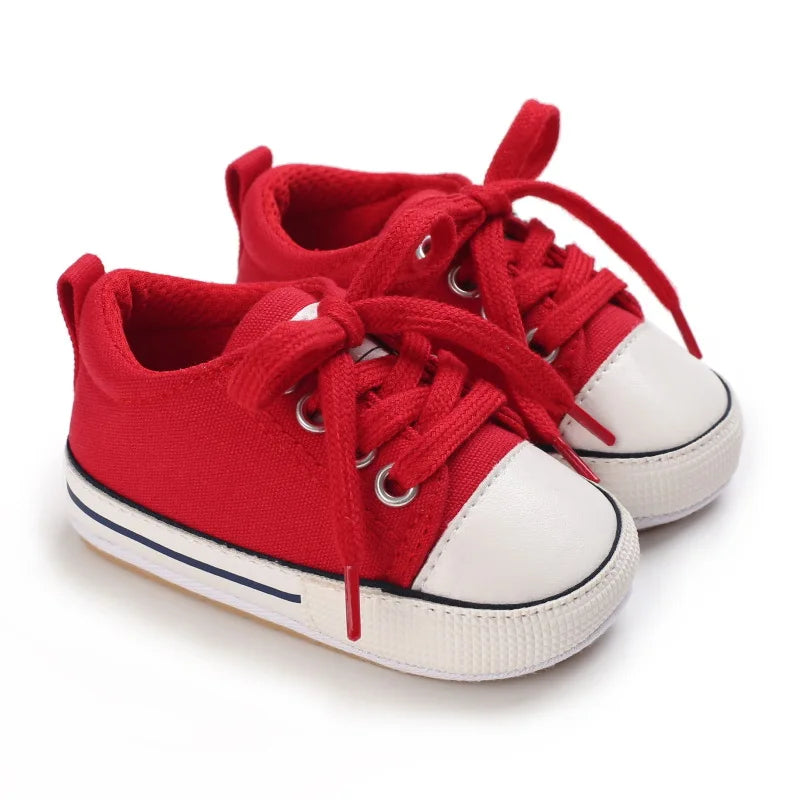 Meckior baby sneakers, soft canvas shoes with non-slip rubber sole for boys and girls 0-18 months, comfortable unisex baby shoes