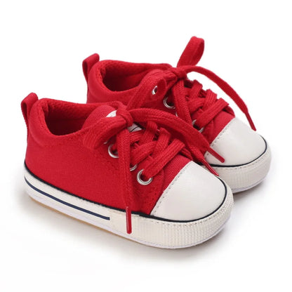 Meckior baby sneakers, soft canvas shoes with non-slip rubber sole for boys and girls 0-18 months, comfortable unisex baby shoes