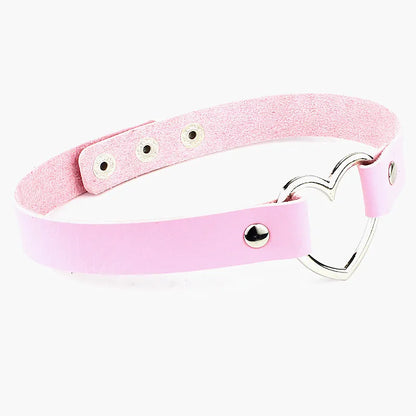 ShadowBelle PU leather punk choker set with bell, spikes, and rivets for goth and BDSM cosplay