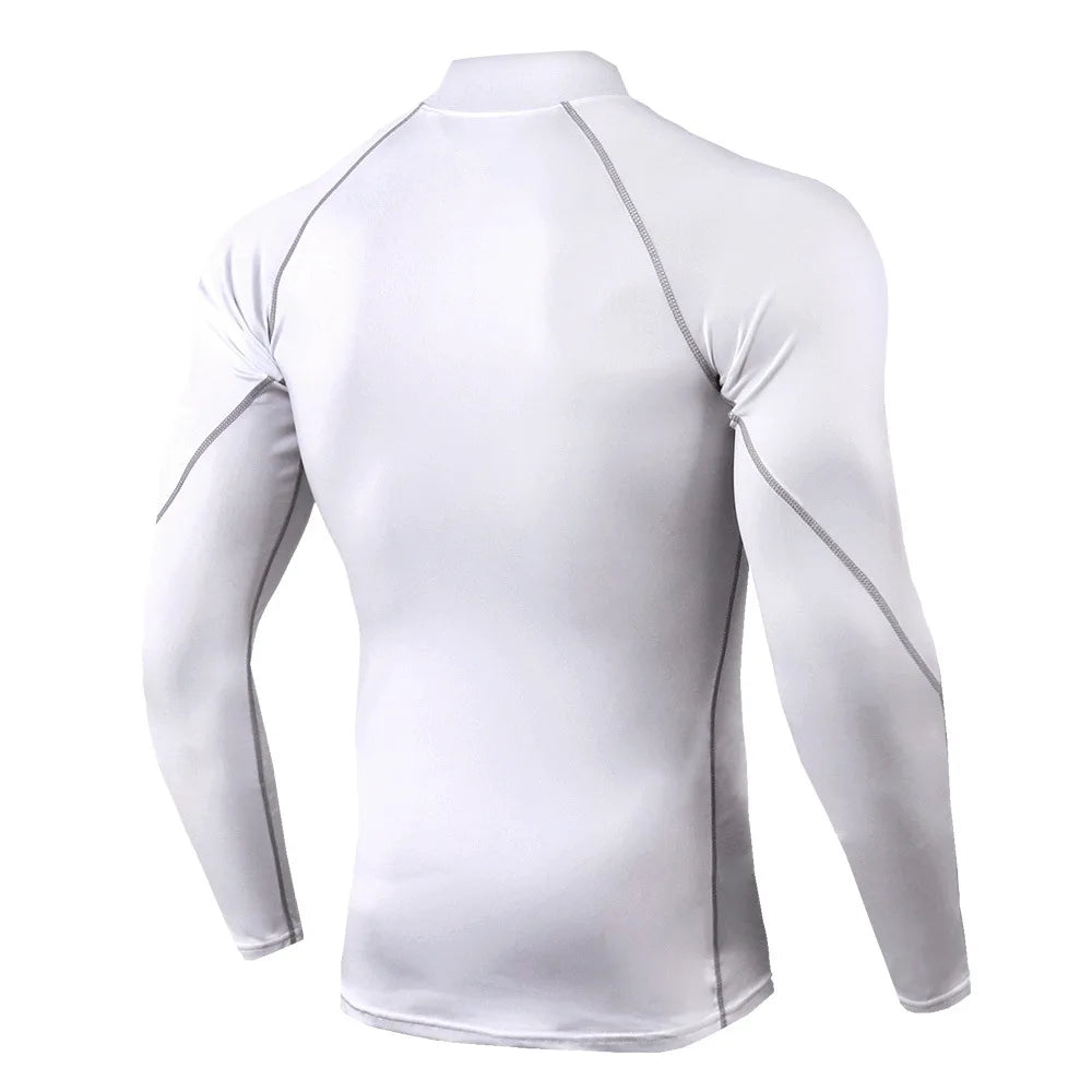 White long-sleeve athletic shirt on a white background