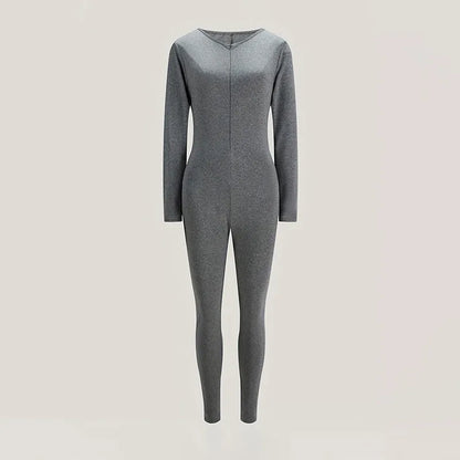 Gray bodysuit on a light beige background