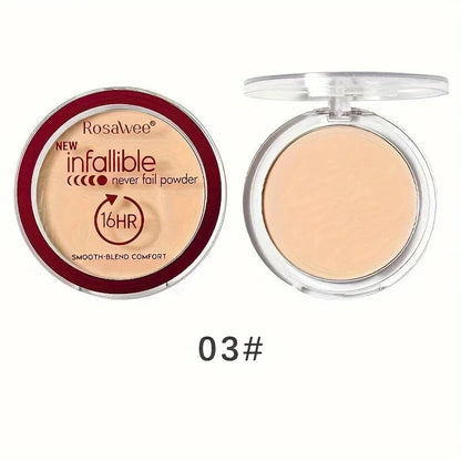 Rosalvee infallible powder with open case on a white background