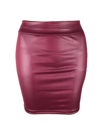 Women’s matte PU leather slim mini skirt high waist Korean streetwear nightclub fashion