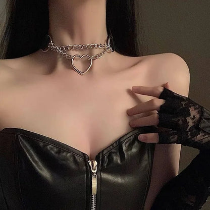 ShadowBelle PU leather punk choker set with bell, spikes, and rivets for goth and BDSM cosplay