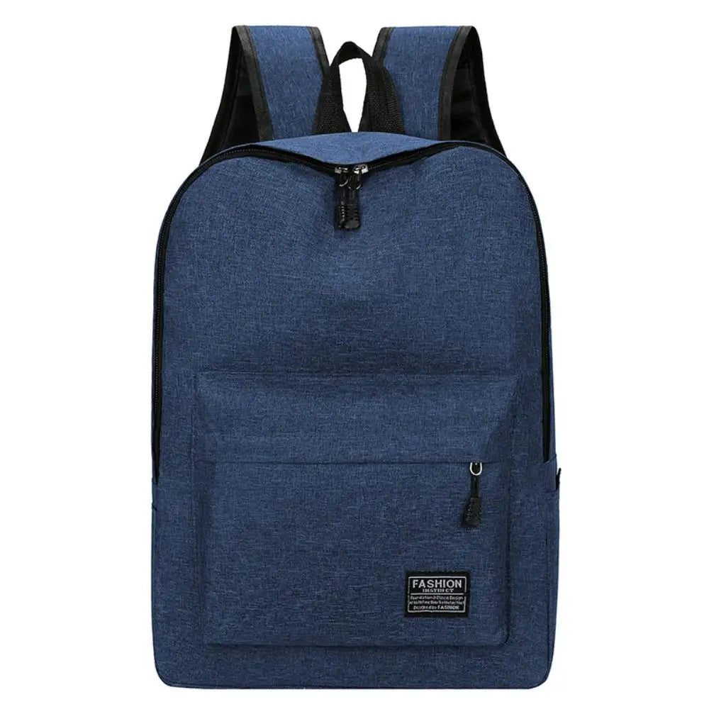Blue backpack with a visible brand label on a white background