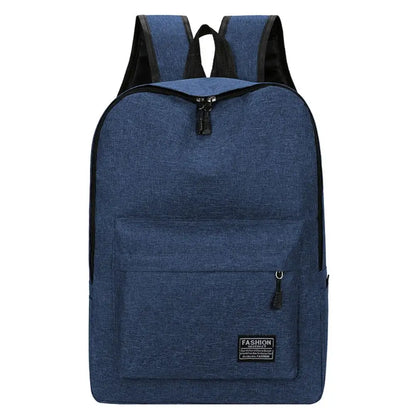 Blue backpack with a visible brand label on a white background