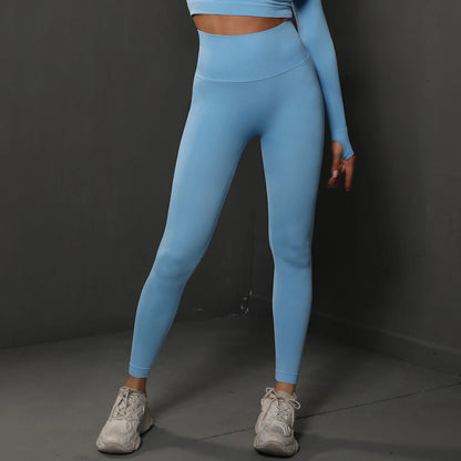 Seamless high-waist booty lifting gym leggings for women – breathable yoga and fitness pants