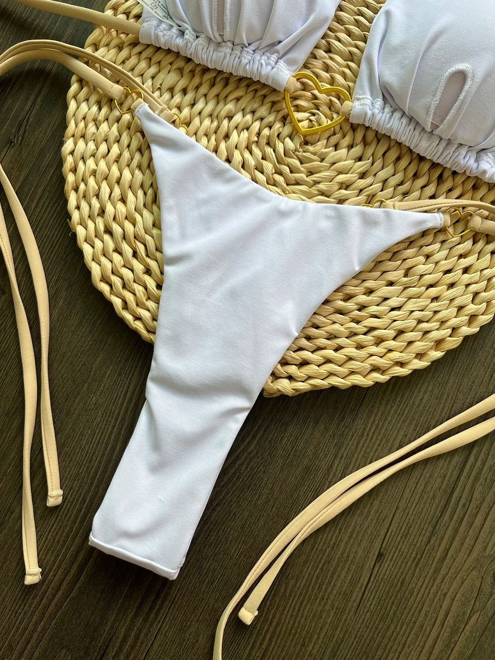 Sexy halter bikini set with Brazilian thong bottoms – women’s two-piece solid color swimwear