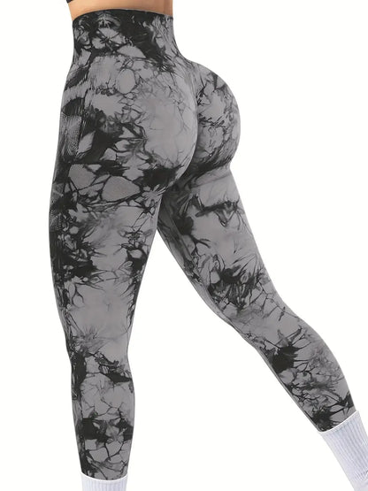 Tie Dye Seamless Peach Lift Leggings – Scrunch Butt High Waist Yoga Pants