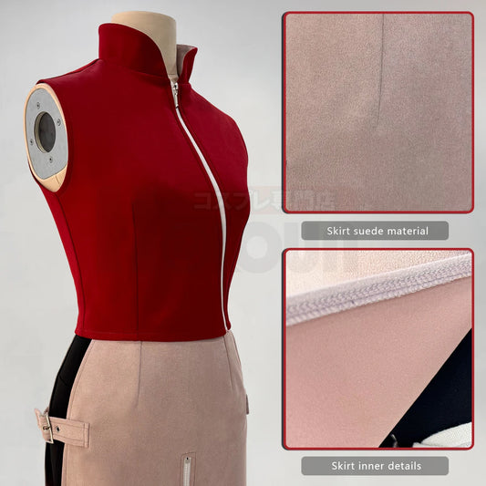 Haruno Sakura Cosplay Set – Anime Costume with Top, Skirt, Shorts & Pouch