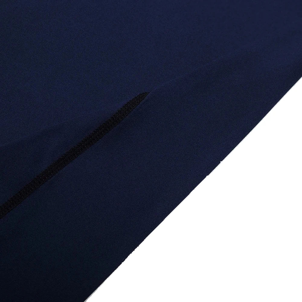 Navy blue fabric with a subtle pattern on a white background