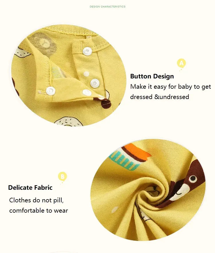 Cotton baby bodysuit with short sleeves, breathable fabric, and snap closure for newborns and infants – perfect summer babywear