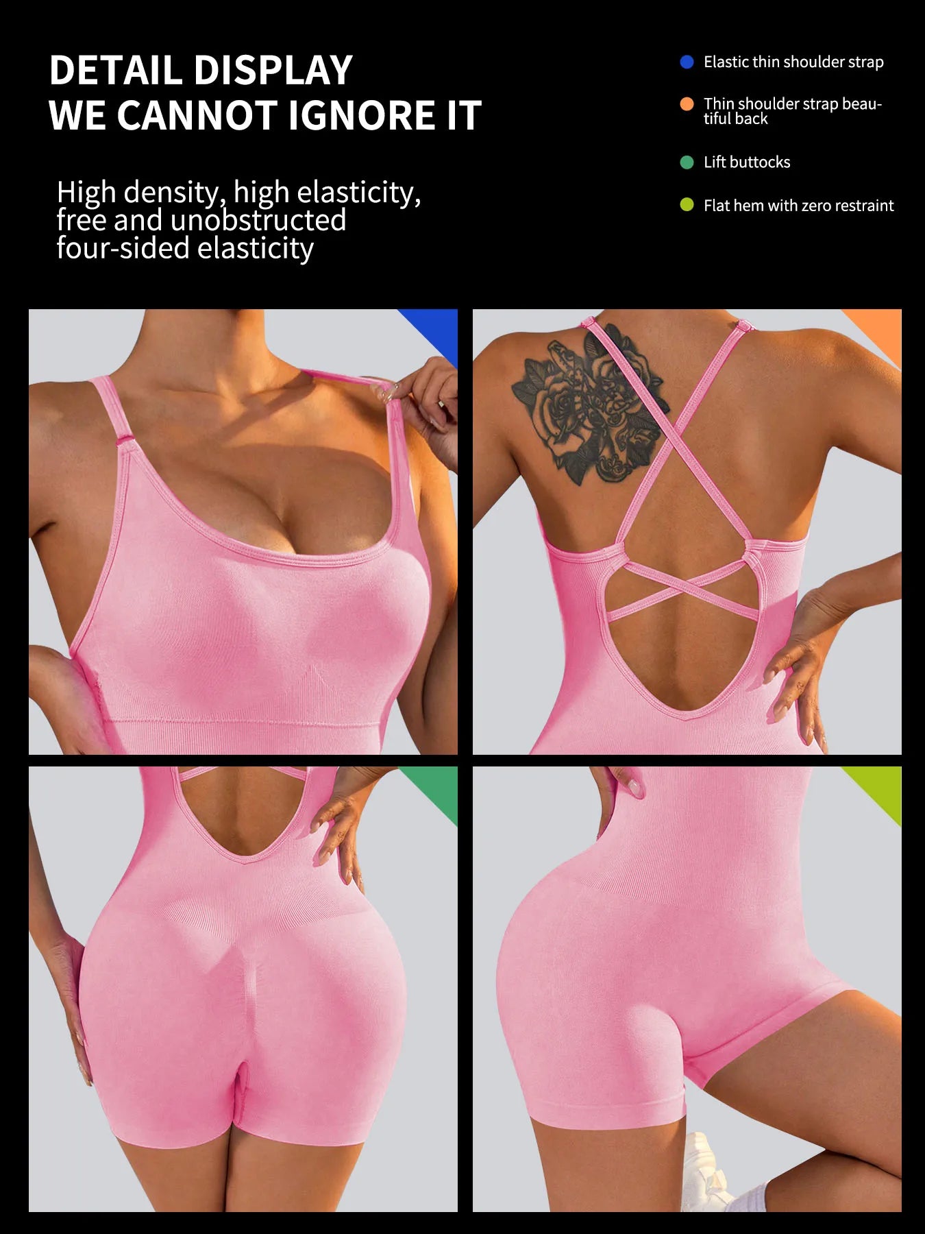 Sleek one-piece yoga jumpsuit for women, stretchy and breathable fitness bodysuit ideal for workouts and yoga