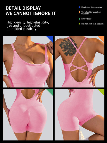 Sleek one-piece yoga jumpsuit for women, stretchy and breathable fitness bodysuit ideal for workouts and yoga