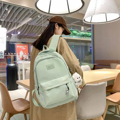 Trendy high-capacity waterproof college backpack with laptop compartment for girls