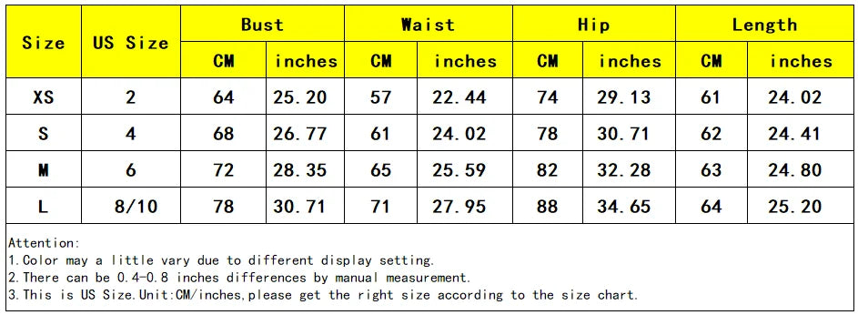 Size chart for clothing with measurements in centimeters and inches.