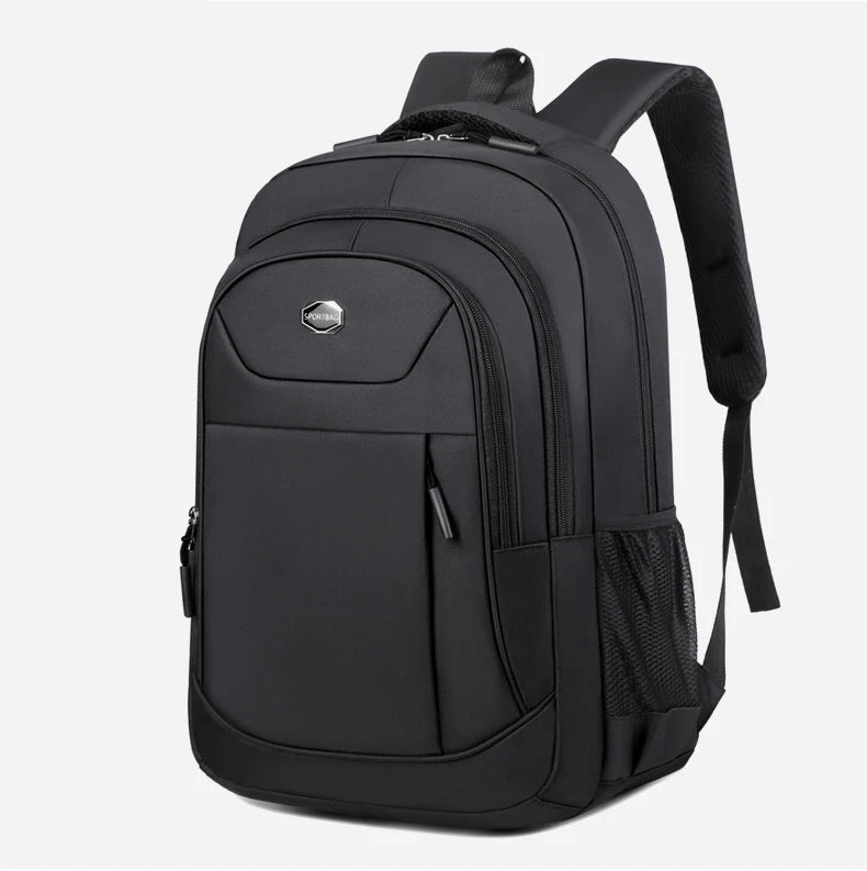 Black backpack on a white background