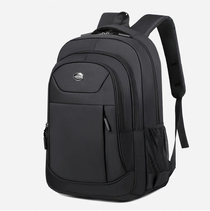Black backpack on a white background