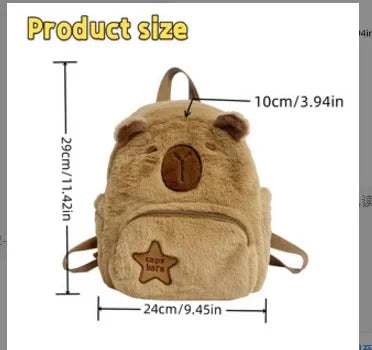🧸 Kawaii Capybara Plush Backpack & Tote – Cartoon Crossbody Bag for Women