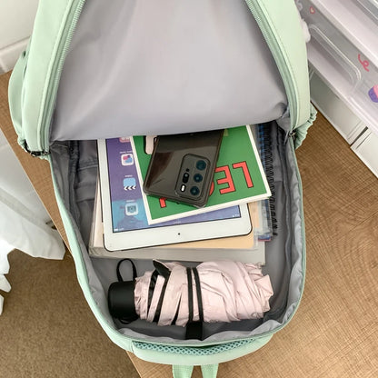 Trendy high-capacity waterproof college backpack with laptop compartment for girls
