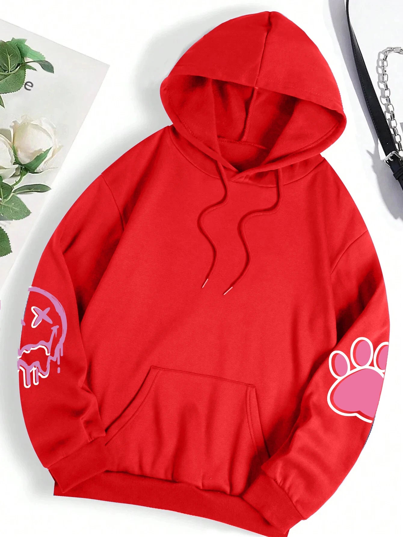 Hip hop street casual printed oversized fleece hoodie for women