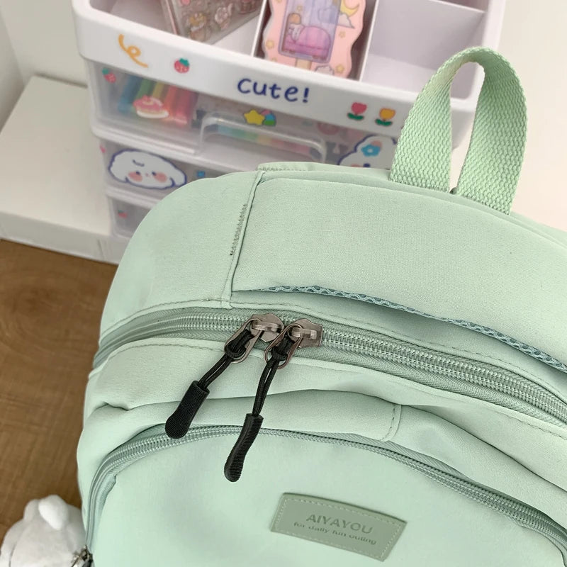 Trendy high-capacity waterproof college backpack with laptop compartment for girls