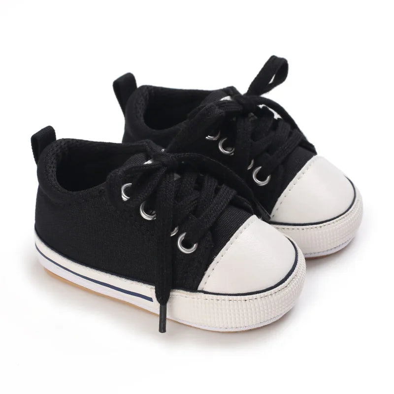 Meckior baby sneakers, soft canvas shoes with non-slip rubber sole for boys and girls 0-18 months, comfortable unisex baby shoes