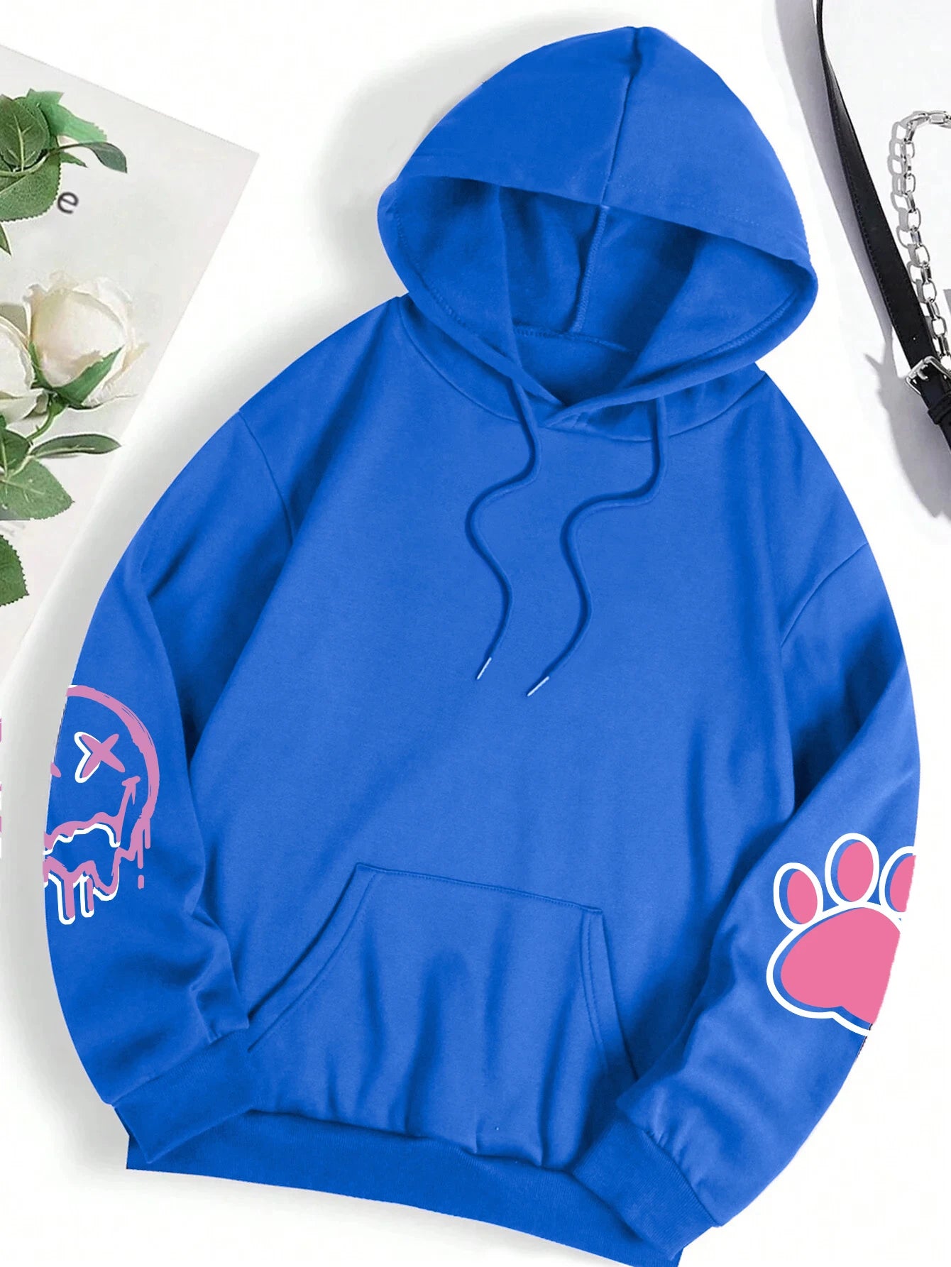 Hip hop street casual printed oversized fleece hoodie for women