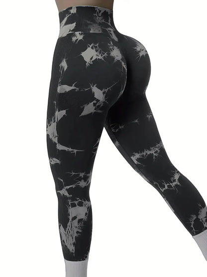 Tie Dye Seamless Peach Lift Leggings – Scrunch Butt High Waist Yoga Pants