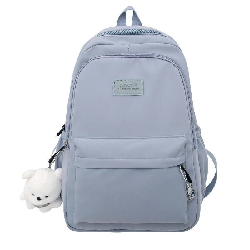 Trendy high-capacity waterproof college backpack with laptop compartment for girls