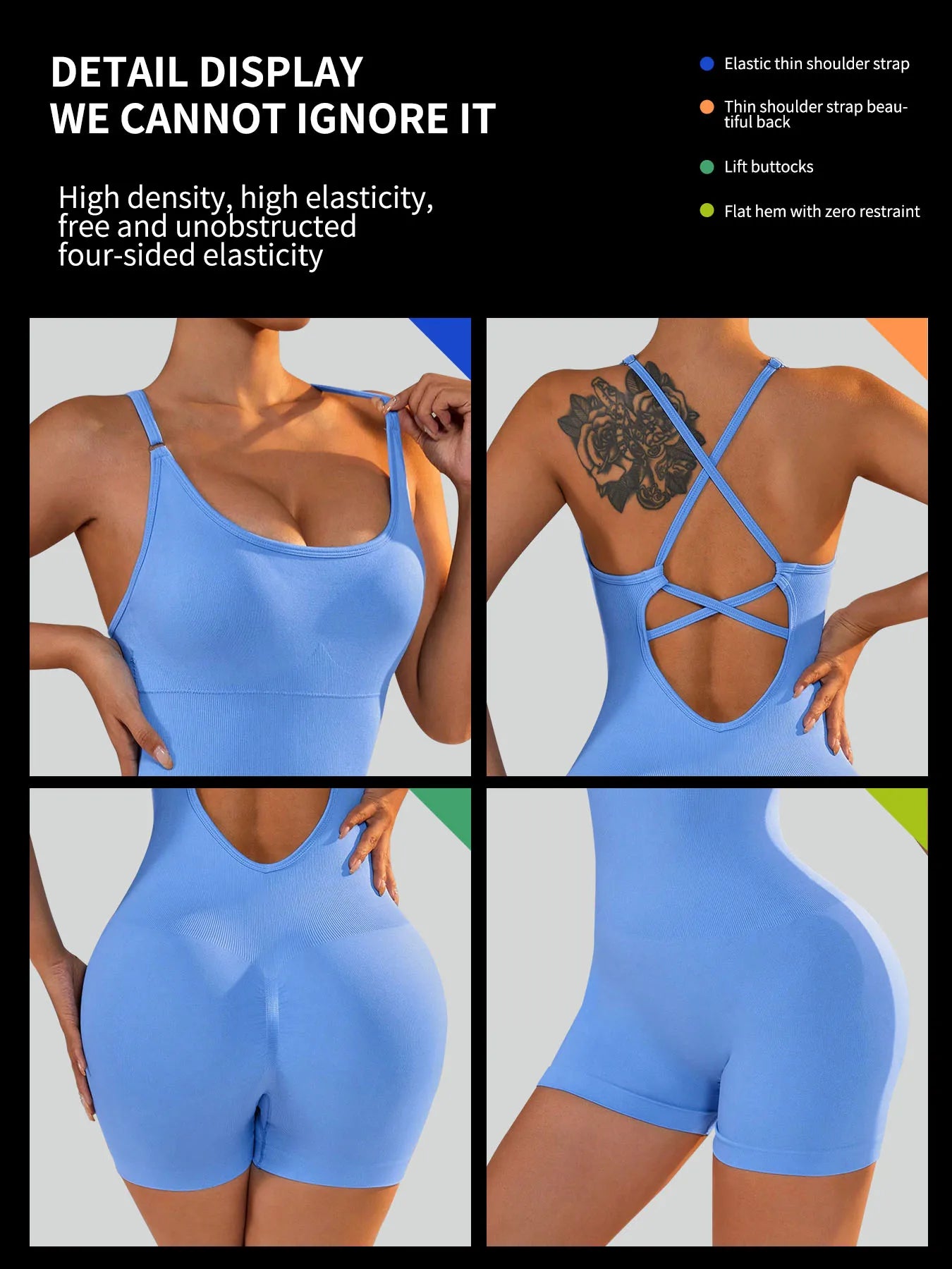Sleek one-piece yoga jumpsuit for women, stretchy and breathable fitness bodysuit ideal for workouts and yoga