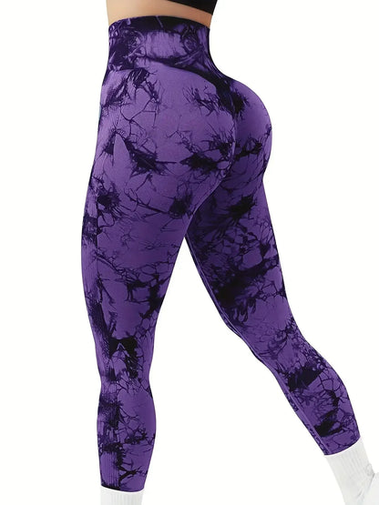 Tie Dye Seamless Peach Lift Leggings – Scrunch Butt High Waist Yoga Pants