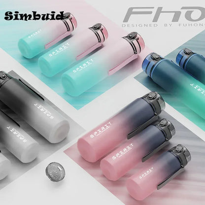 Collection of gradient bottles with 'Simplism' branding on a light pink background.