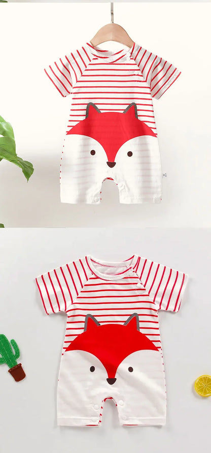 Cotton baby bodysuit with short sleeves, breathable fabric, and snap closure for newborns and infants – perfect summer babywear