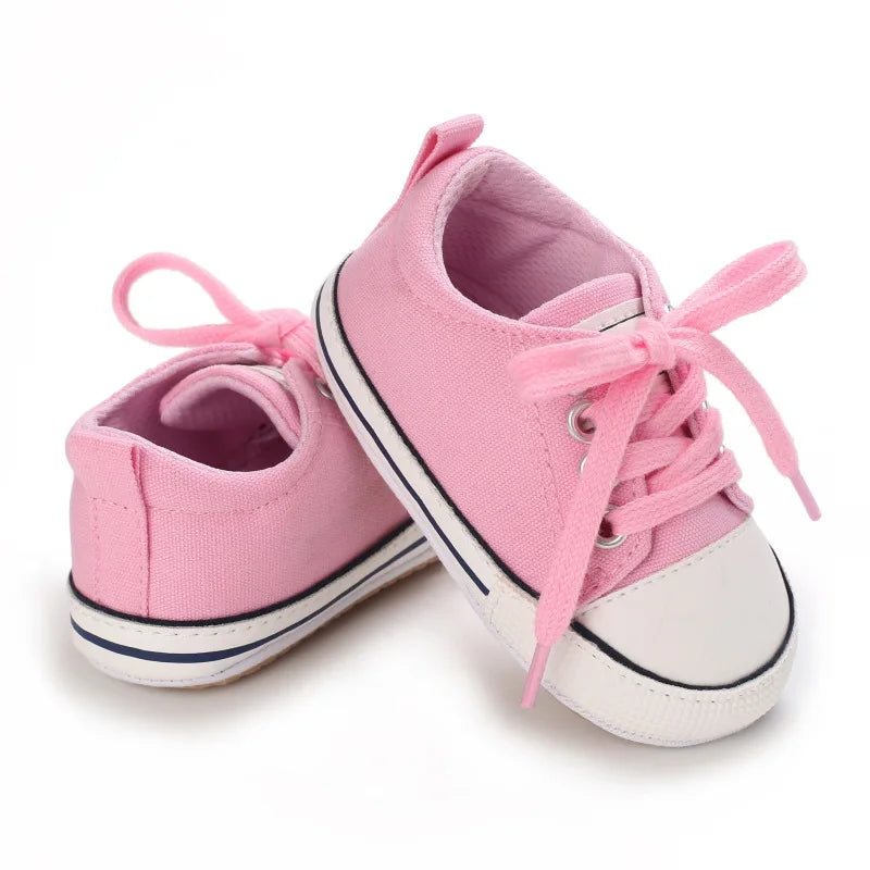 Meckior baby sneakers, soft canvas shoes with non-slip rubber sole for boys and girls 0-18 months, comfortable unisex baby shoes