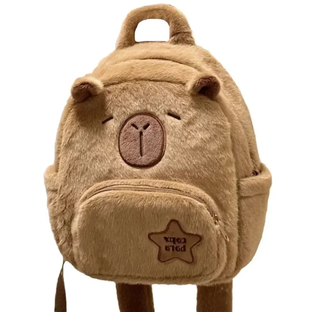 🧸 Kawaii Capybara Plush Backpack & Tote – Cartoon Crossbody Bag for Women