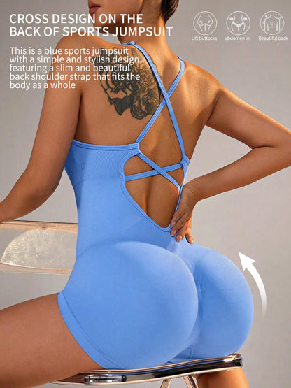 Sleek one-piece yoga jumpsuit for women, stretchy and breathable fitness bodysuit ideal for workouts and yoga
