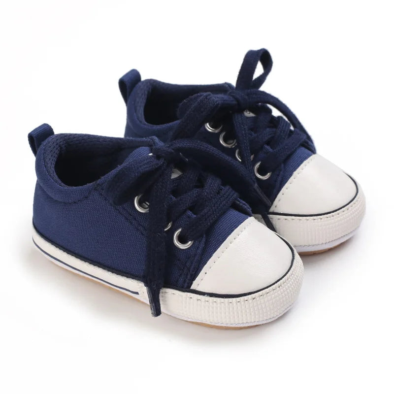 Meckior baby sneakers, soft canvas shoes with non-slip rubber sole for boys and girls 0-18 months, comfortable unisex baby shoes