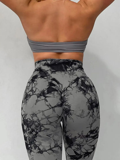 Tie Dye Seamless Peach Lift Leggings – Scrunch Butt High Waist Yoga Pants