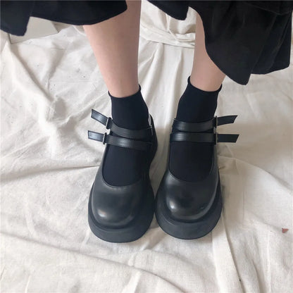 Black and white knee-high Lolita socks for women, thin breathable over-the-knee stockings