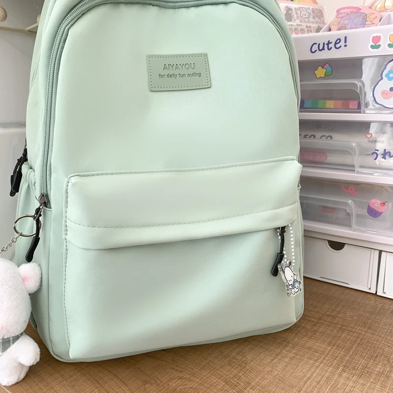 Trendy high-capacity waterproof college backpack with laptop compartment for girls